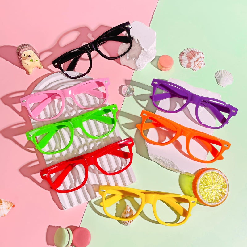 Pibupibu 8 Pack Neon Kids NO Lens Pretend Frame Glasses, Colorful Costume Glasses for Boys Girls Birthday Party Favors - Image 3